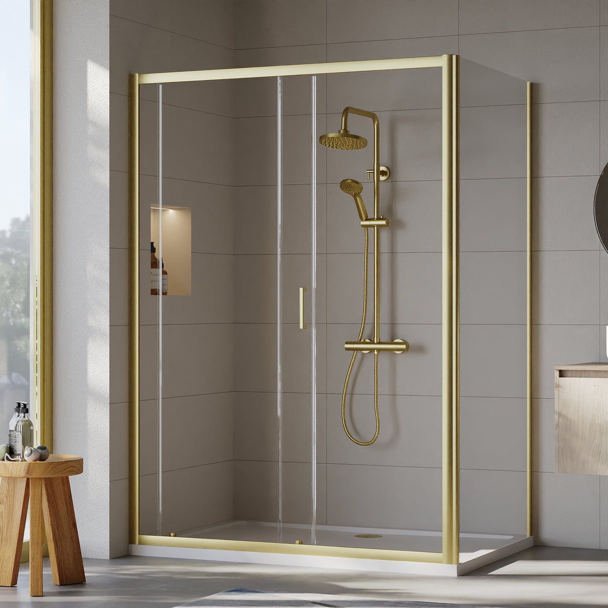 Sliding Shower Door, Side Panel and Shower Tray - Choice of Size and Finish