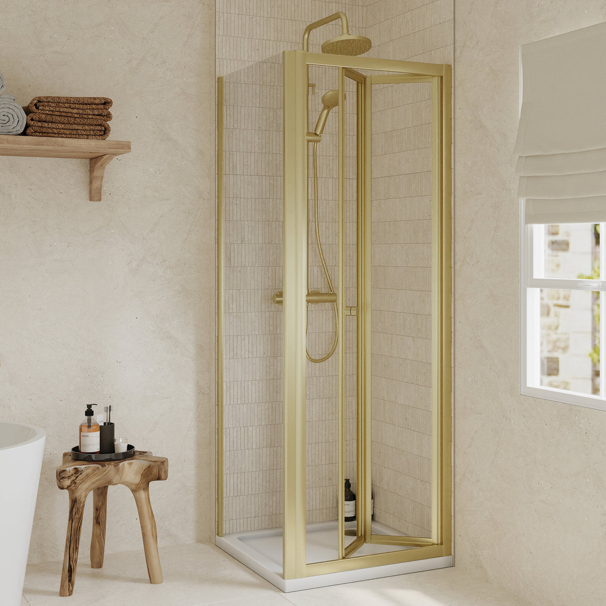 Bi-Fold Shower Door, Side Panel and Shower Tray - Choice of Size and Finish