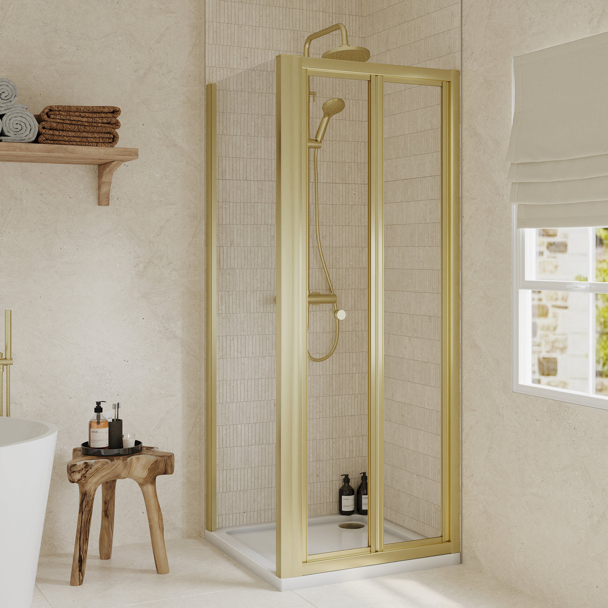 Bi-Fold Shower Door, Side Panel and Shower Tray - Choice of Size and Finish