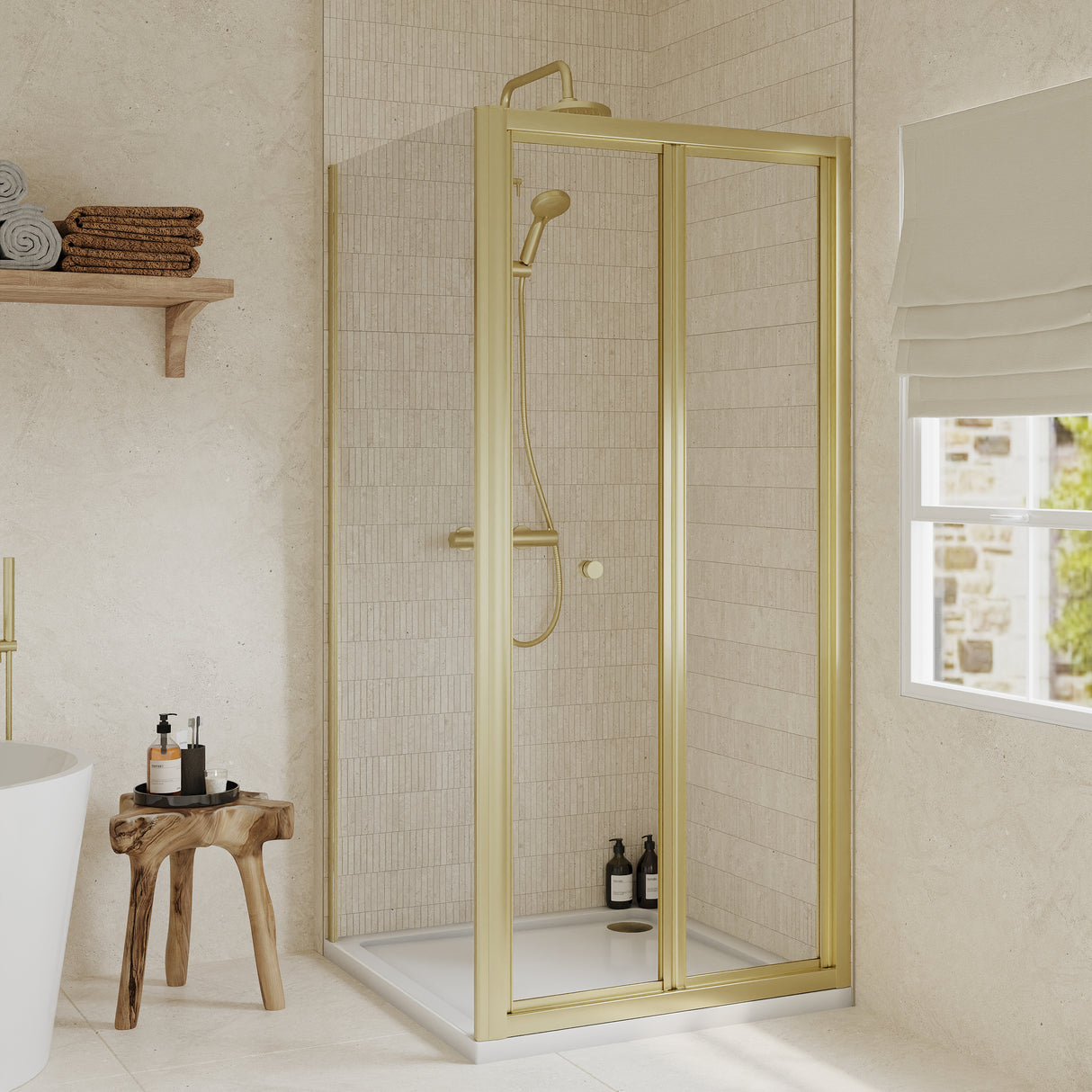 Bi-Fold Shower Door, Side Panel and Shower Tray - Choice of Size and Finish