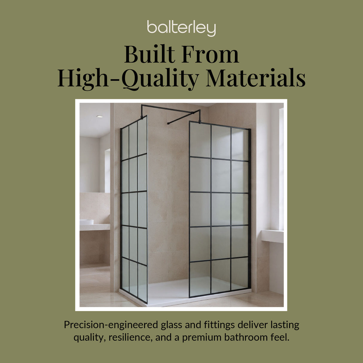 Contemporary 8mm Glass Walk In Wetroom Screens with Matt Black Framed Design and Shower Tray - Choice of Size