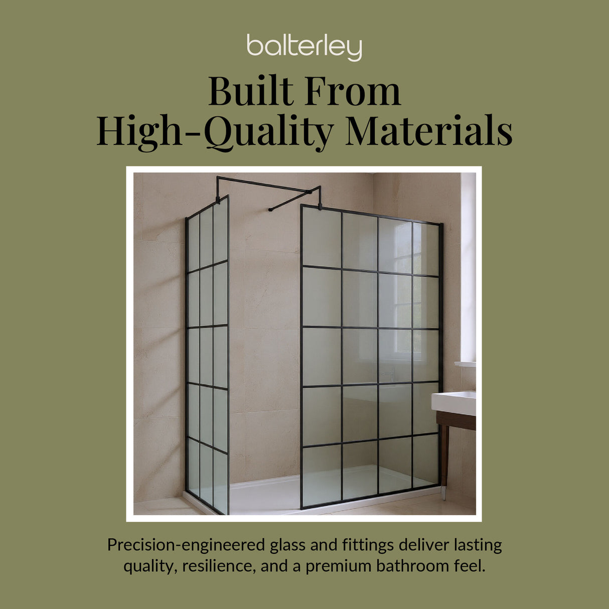 Contemporary 8mm Glass Walk In Wetroom Screens with Matt Black Framed Design and Shower Tray - Choice of Size