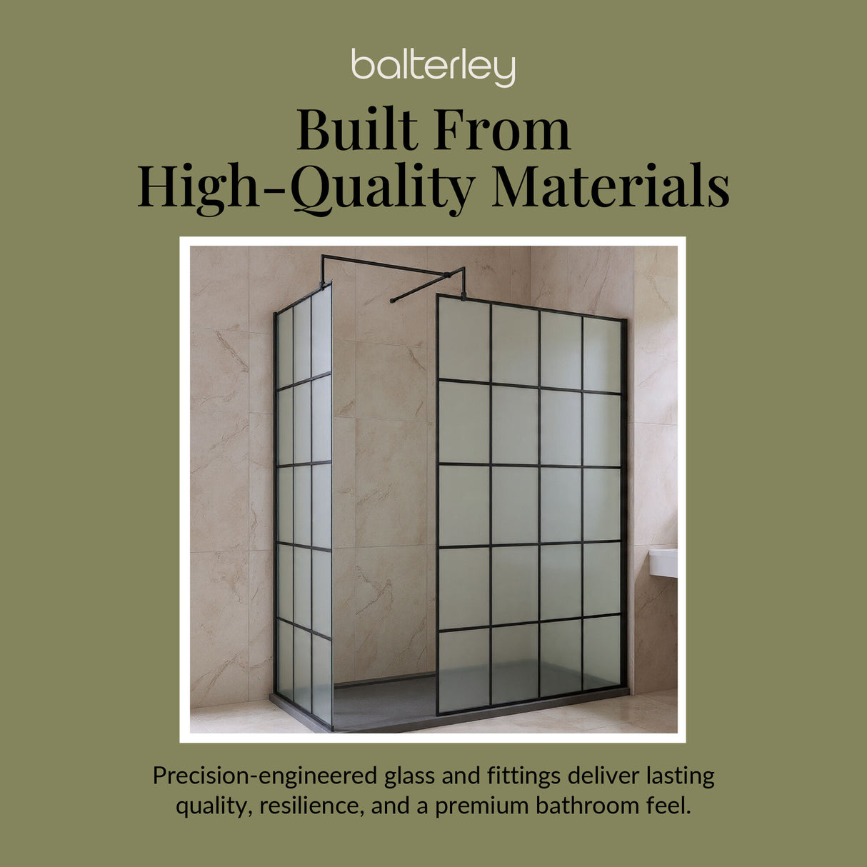 Contemporary 8mm Glass Walk In Wetroom Screens with Matt Black Framed Design and Shower Tray - Choice of Size