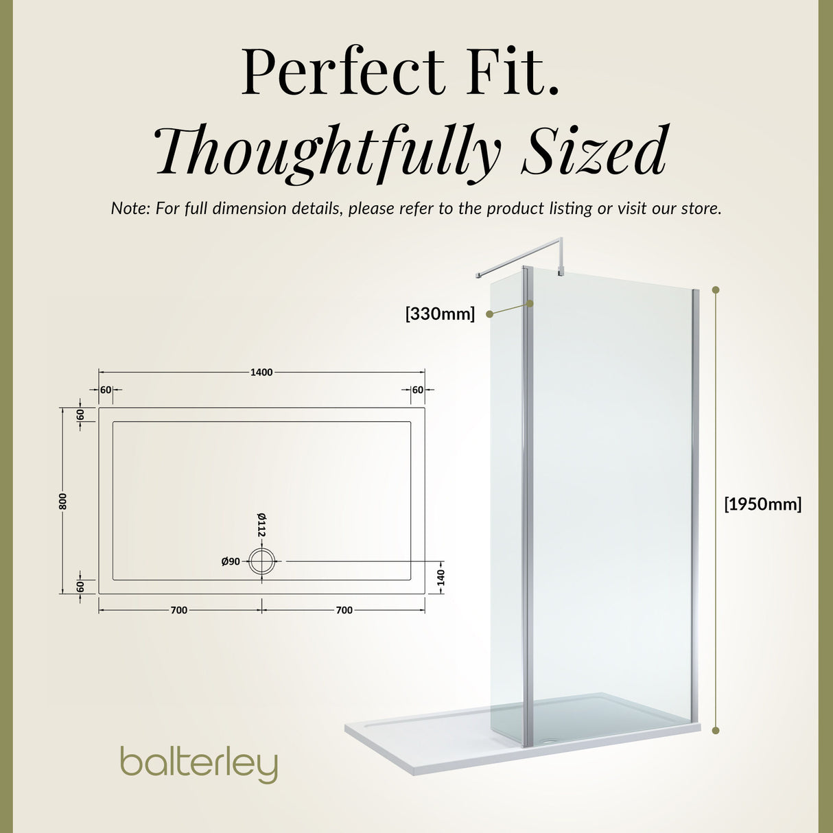 Contemporary 8mm Glass Walk In Wetroom Screen and Hinged Return Screen and Shower Tray - Choice of Size and Finish