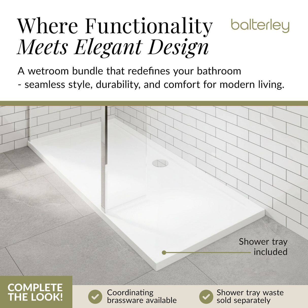 Contemporary 8mm Glass Walk In Wetroom Screen and Hinged Return Screen and Shower Tray - Choice of Size and Finish