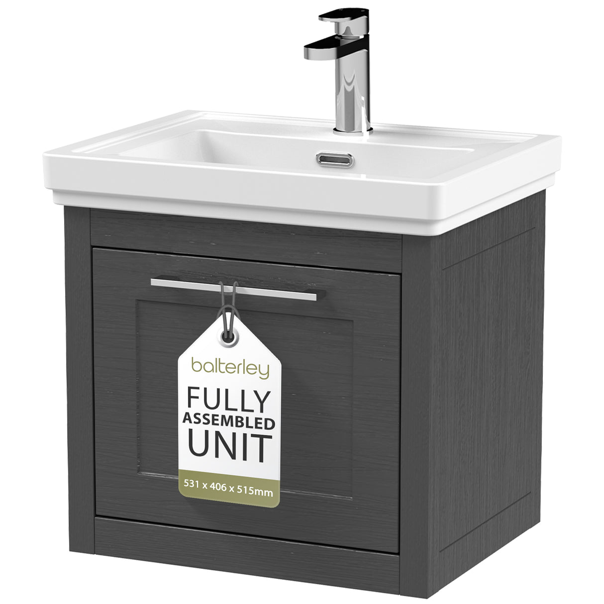 Traditional Wall Hung Vanity Basin Unit with Fireclay Basin - Choice of Size, Colour and Basin Type