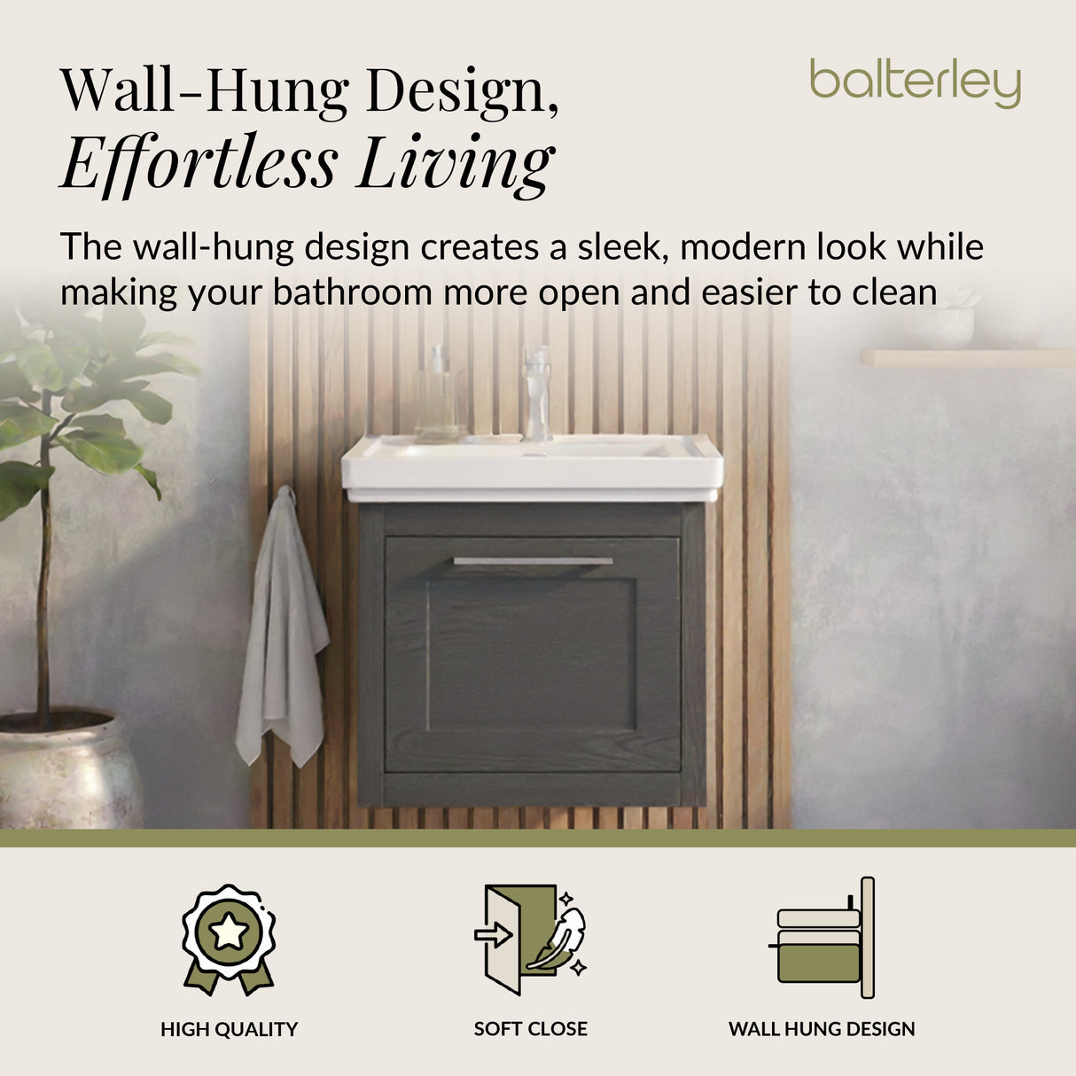 Traditional Wall Hung Vanity Basin Unit with Fireclay Basin - Choice of Size, Colour and Basin Type