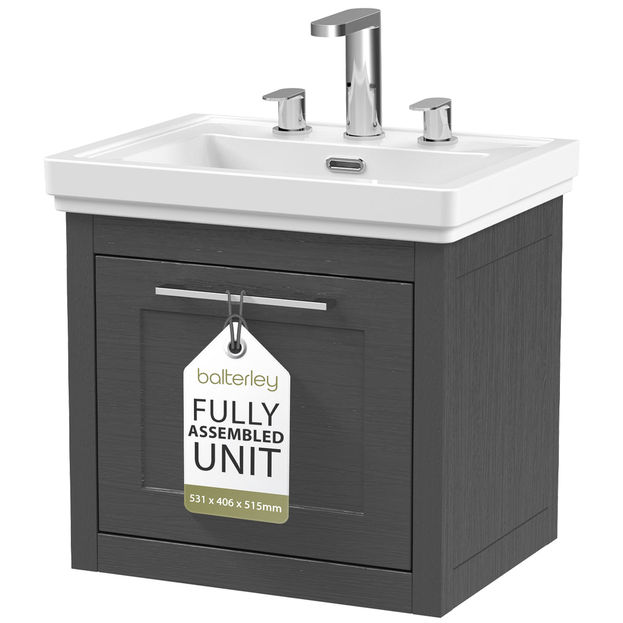Traditional Wall Hung Vanity Basin Unit with Fireclay Basin - Choice of Size, Colour and Basin Type
