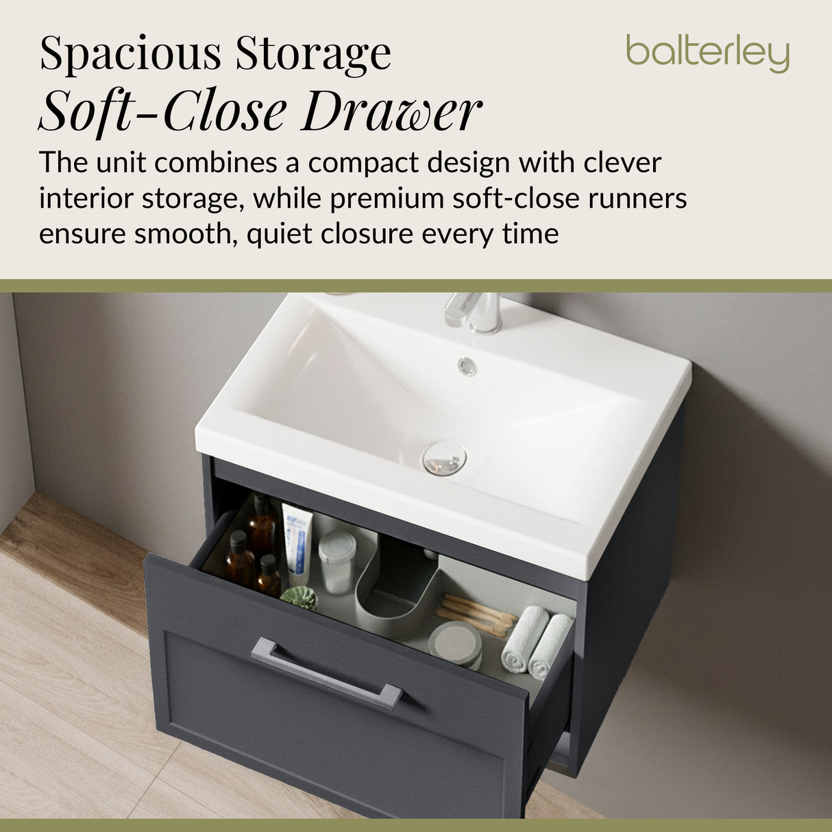 Traditional Wall Hung Vanity Basin Unit with Fireclay Basin - Choice of Size, Colour and Basin Type