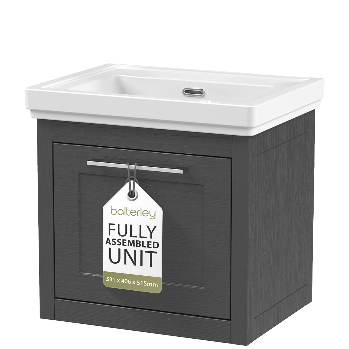 Traditional Wall Hung Vanity Basin Unit with Fireclay Basin - Choice of Size, Colour and Basin Type