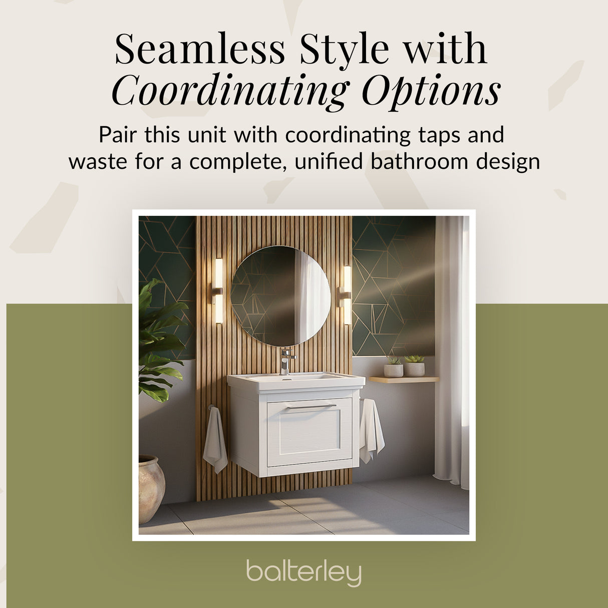 Traditional Wall Hung Vanity Basin Unit with Fireclay Basin - Choice of Size, Colour and Basin Type