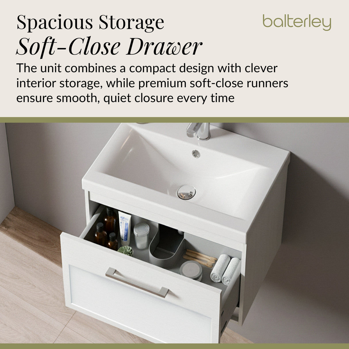 Traditional Wall Hung Vanity Basin Unit with Fireclay Basin - Choice of Size, Colour and Basin Type