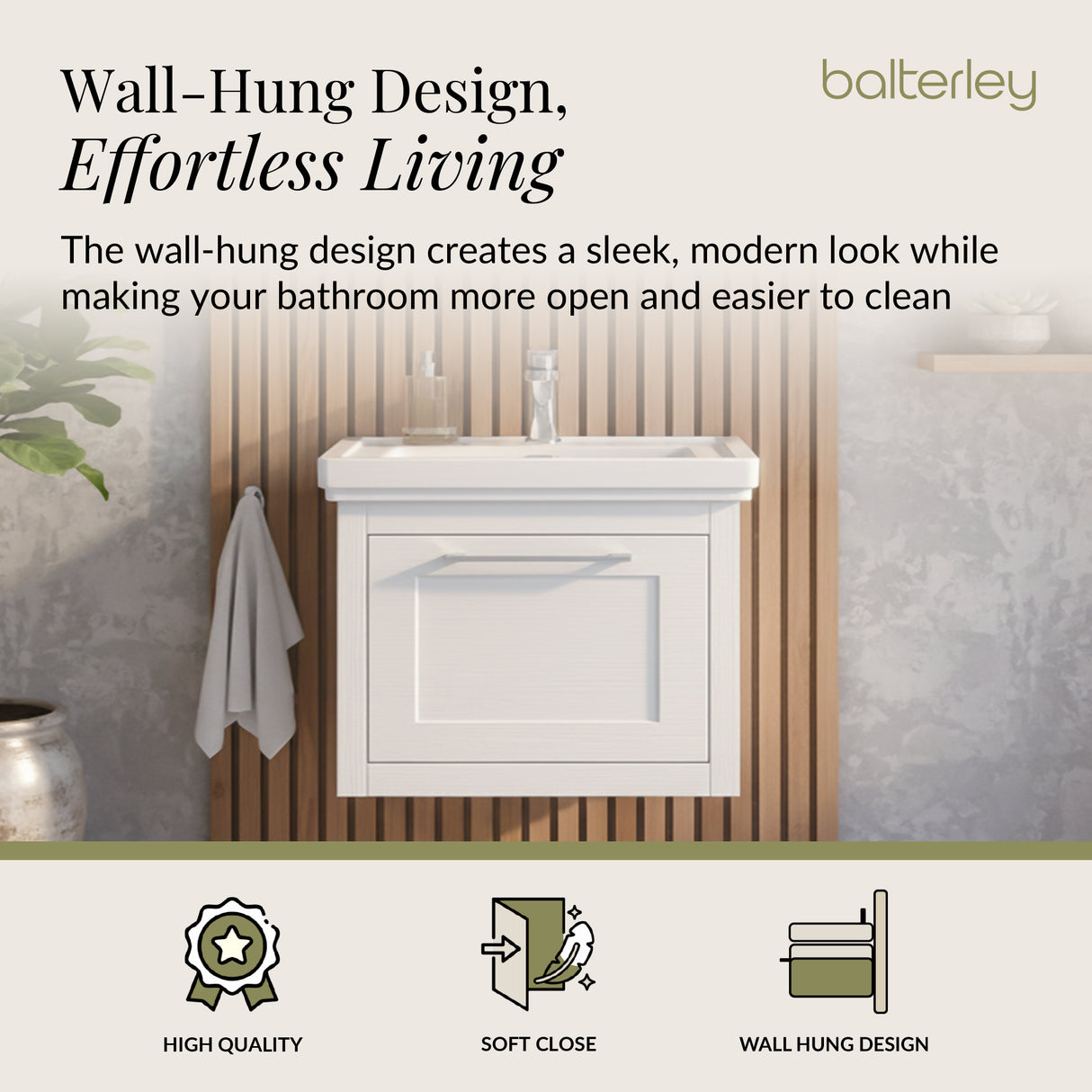 Traditional Wall Hung Vanity Basin Unit with Fireclay Basin - Choice of Size, Colour and Basin Type