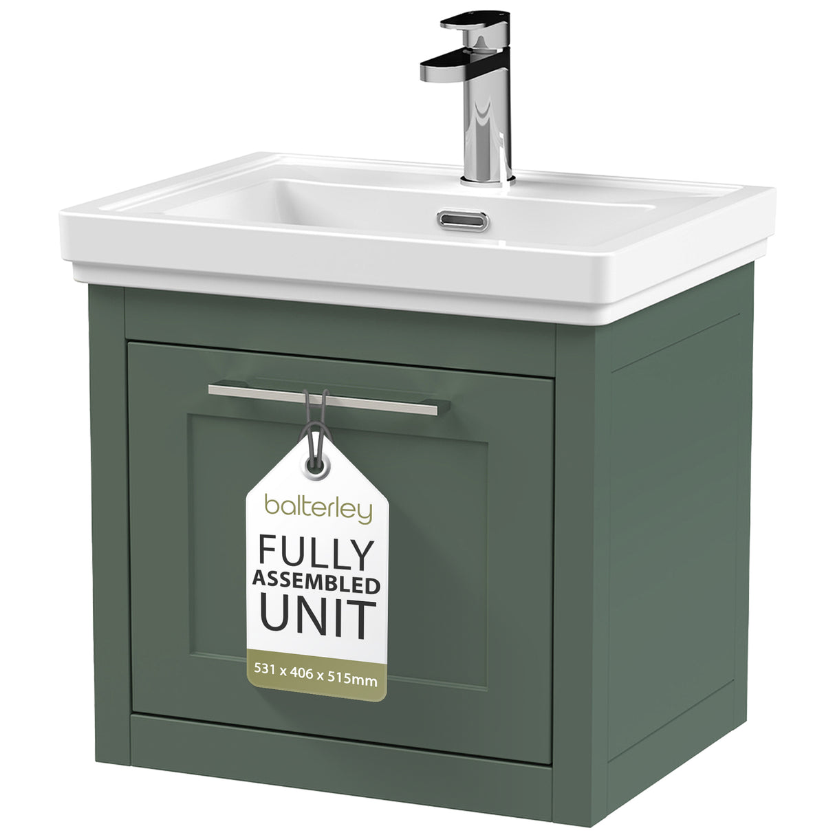 Traditional Wall Hung Vanity Basin Unit with Fireclay Basin - Choice of Size, Colour and Basin Type