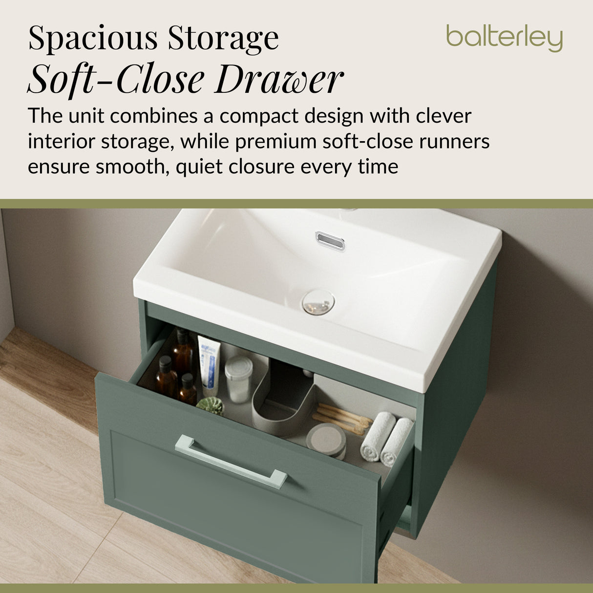 Traditional Wall Hung Vanity Basin Unit with Fireclay Basin - Choice of Size, Colour and Basin Type