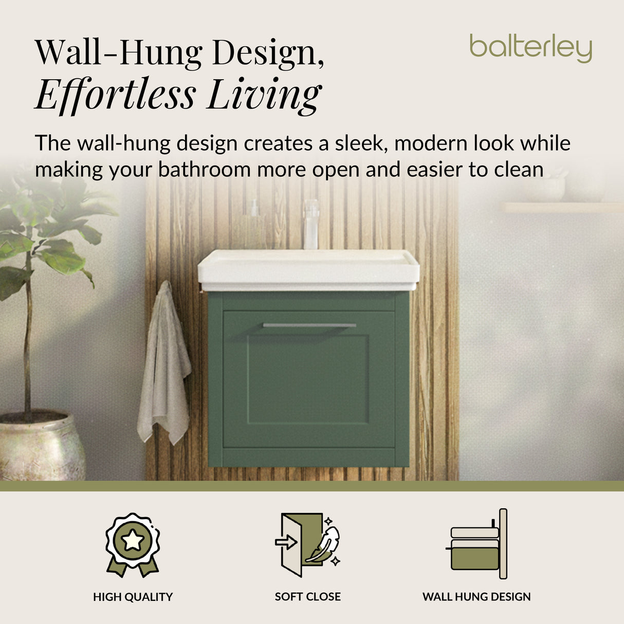 Traditional Wall Hung Vanity Basin Unit with Fireclay Basin - Choice of Size, Colour and Basin Type