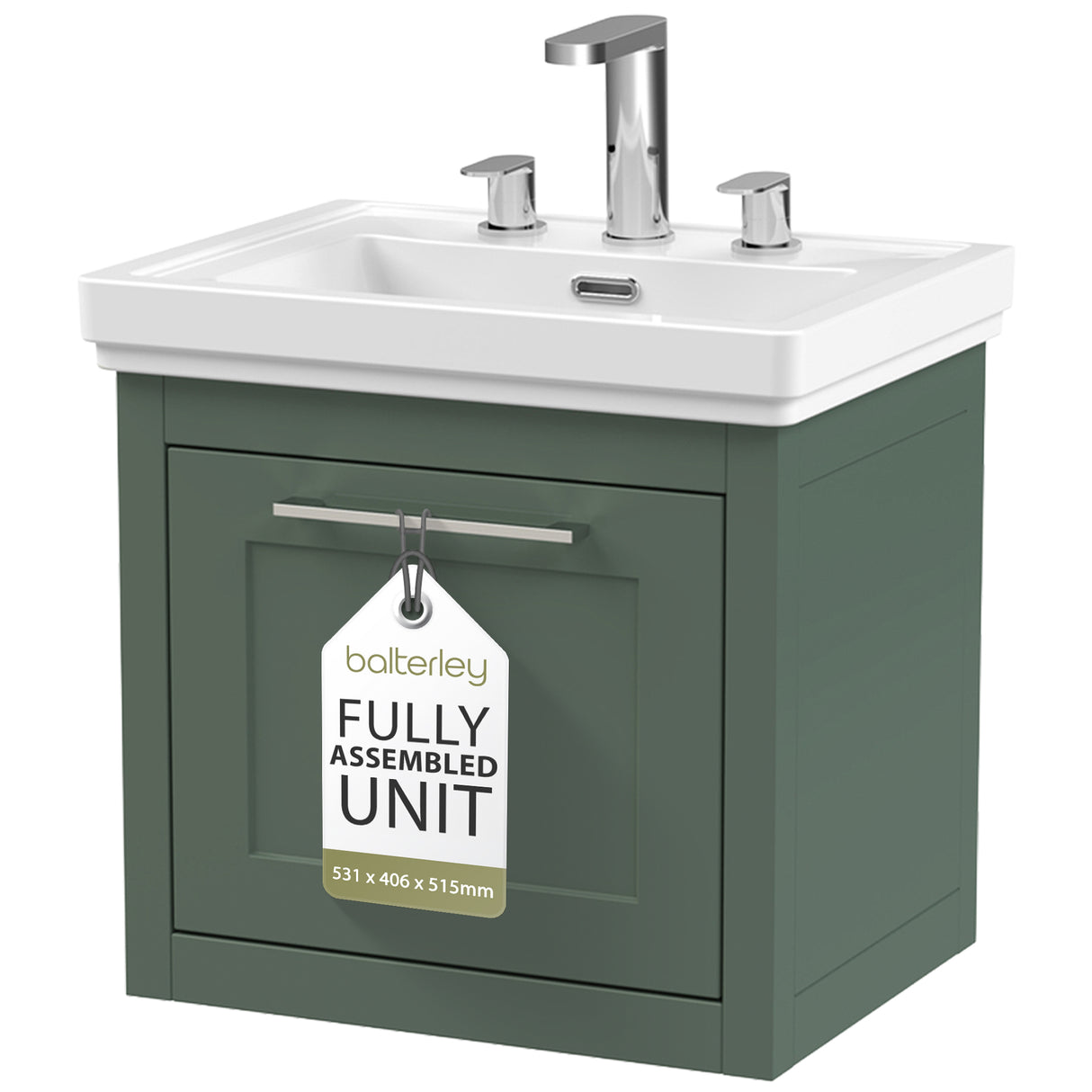 Traditional Wall Hung Vanity Basin Unit with Fireclay Basin - Choice of Size, Colour and Basin Type