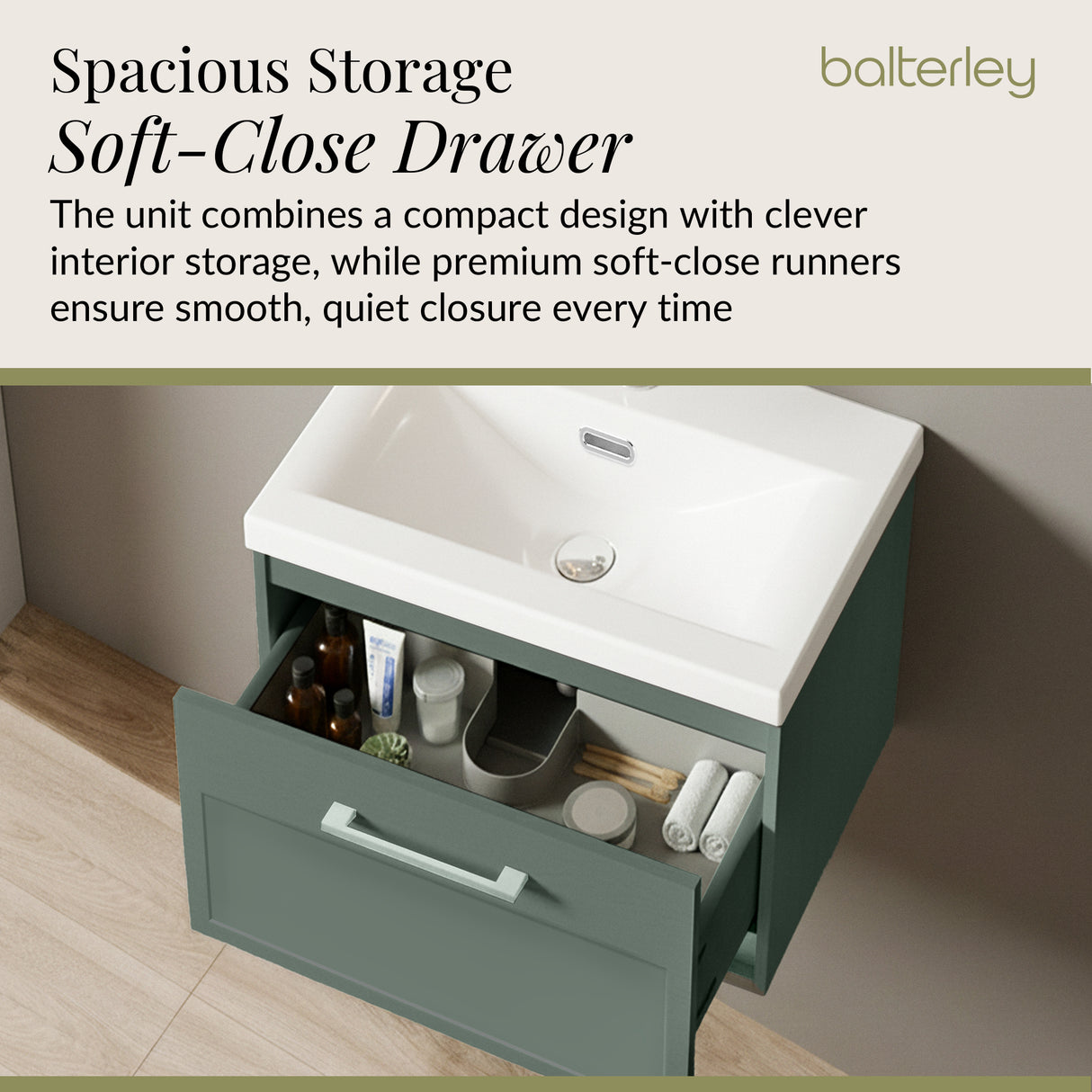 Traditional Wall Hung Vanity Basin Unit with Fireclay Basin - Choice of Size, Colour and Basin Type