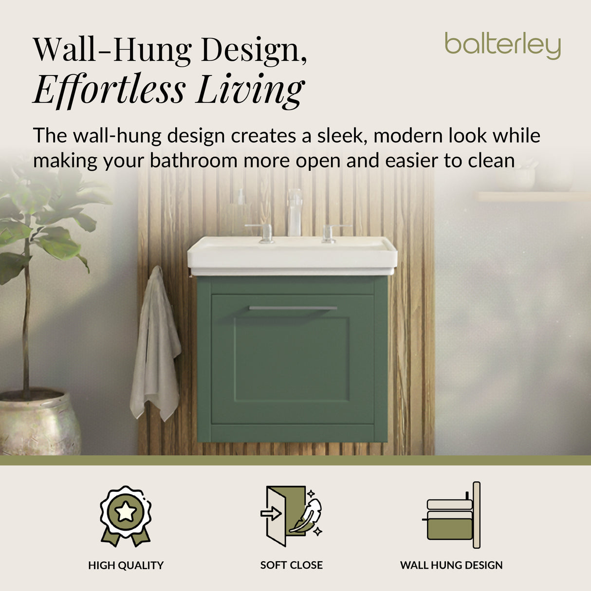 Traditional Wall Hung Vanity Basin Unit with Fireclay Basin - Choice of Size, Colour and Basin Type
