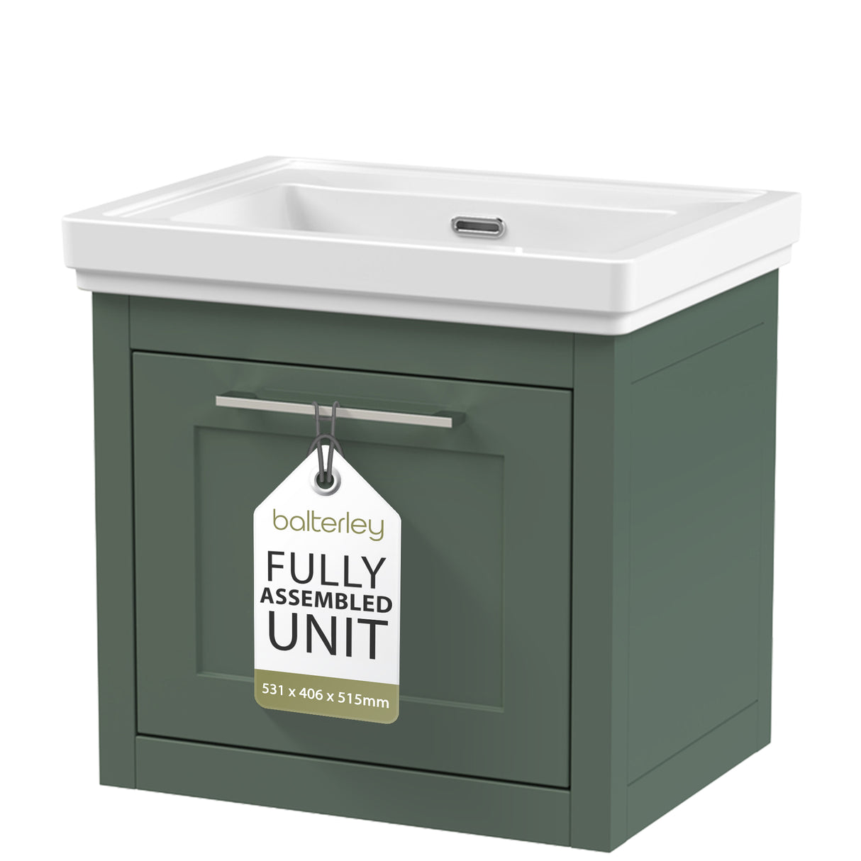 Traditional Wall Hung Vanity Basin Unit with Fireclay Basin - Choice of Size, Colour and Basin Type