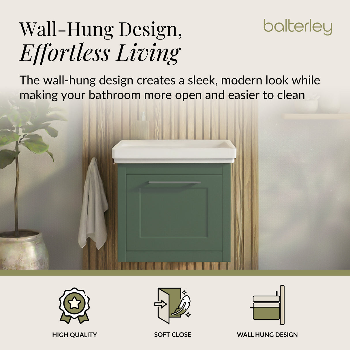 Traditional Wall Hung Vanity Basin Unit with Fireclay Basin - Choice of Size, Colour and Basin Type