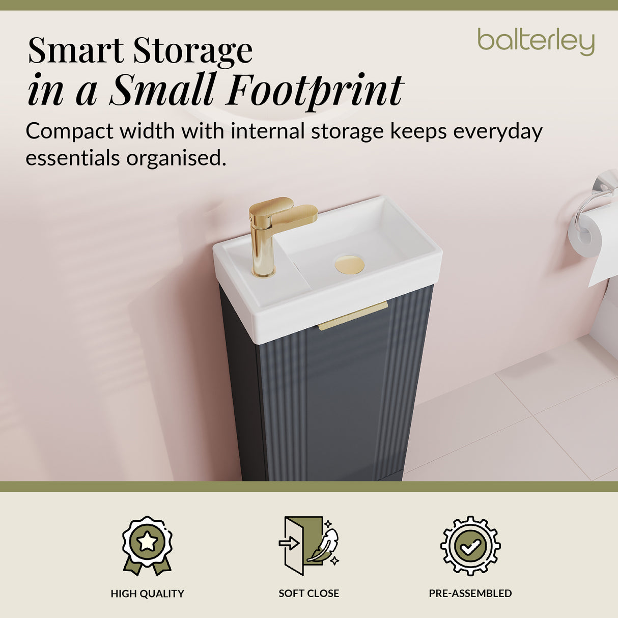 Retro Floor Standing Bathroom Cloakroom Vanity Basin Unit - Multiple Colours