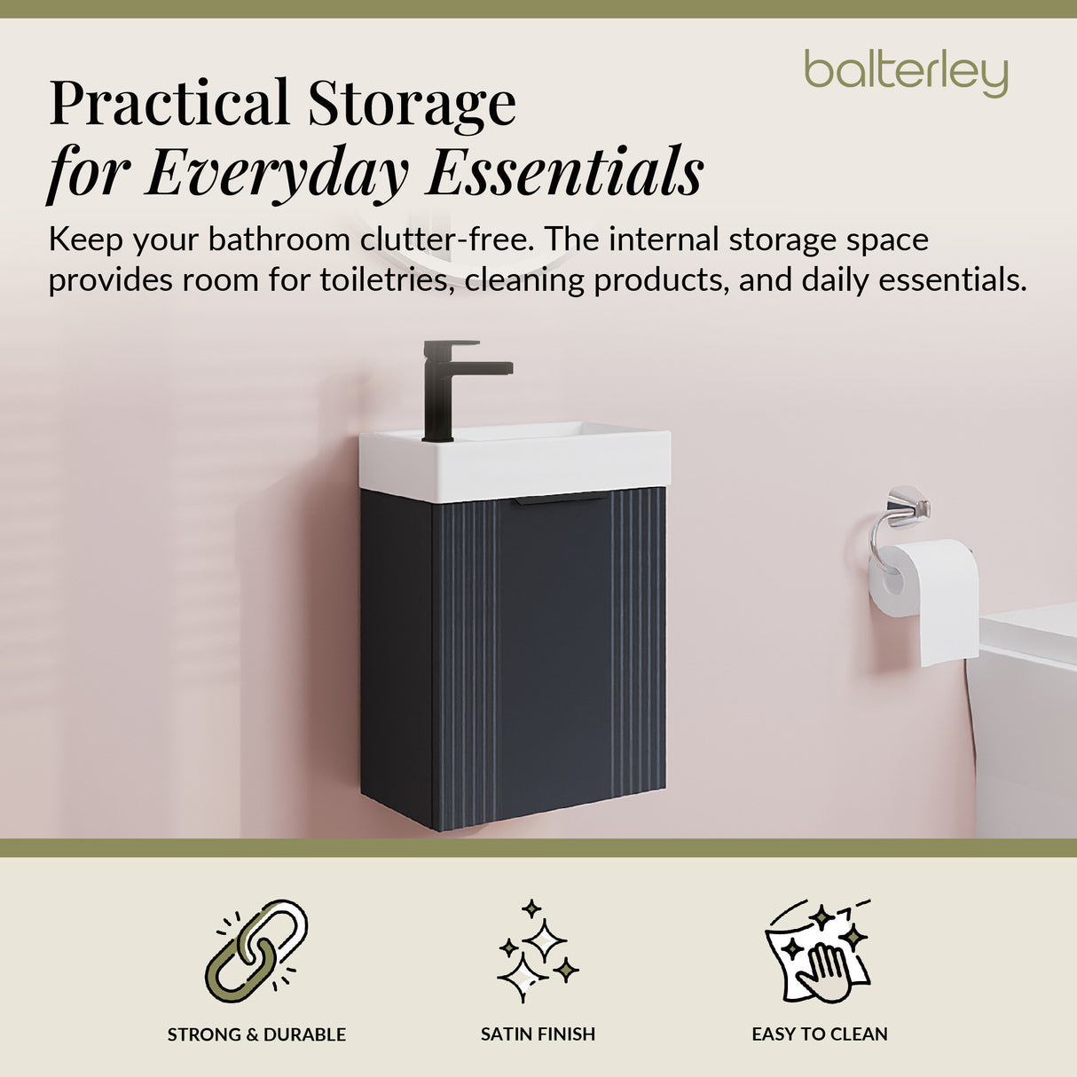 Retro Wall Hung Bathroom Cloakroom Vanity Basin Unit - Multiple Colours