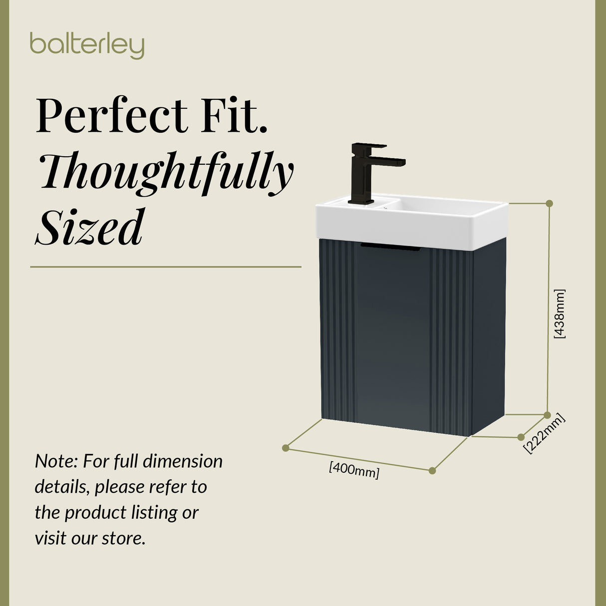 Retro Wall Hung Bathroom Cloakroom Vanity Basin Unit - Multiple Colours