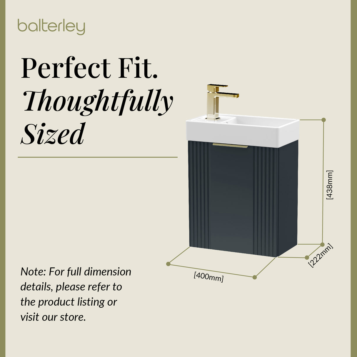 Retro Wall Hung Bathroom Cloakroom Vanity Basin Unit - Multiple Colours