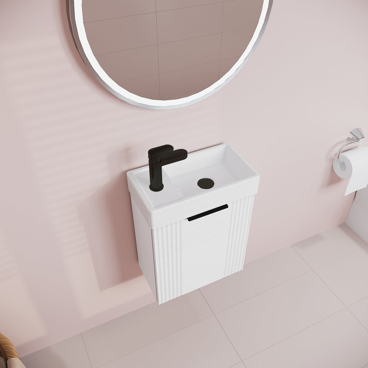 Retro Wall Hung Bathroom Cloakroom Vanity Basin Unit - Multiple Colours