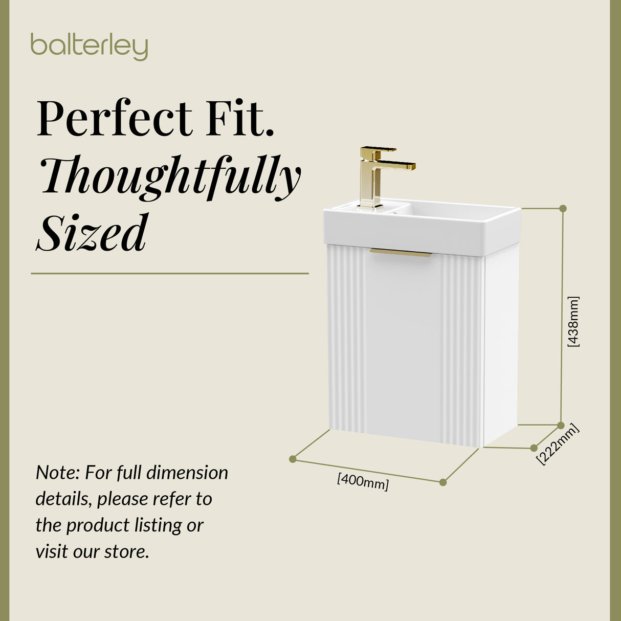 Retro Wall Hung Bathroom Cloakroom Vanity Basin Unit - Multiple Colours