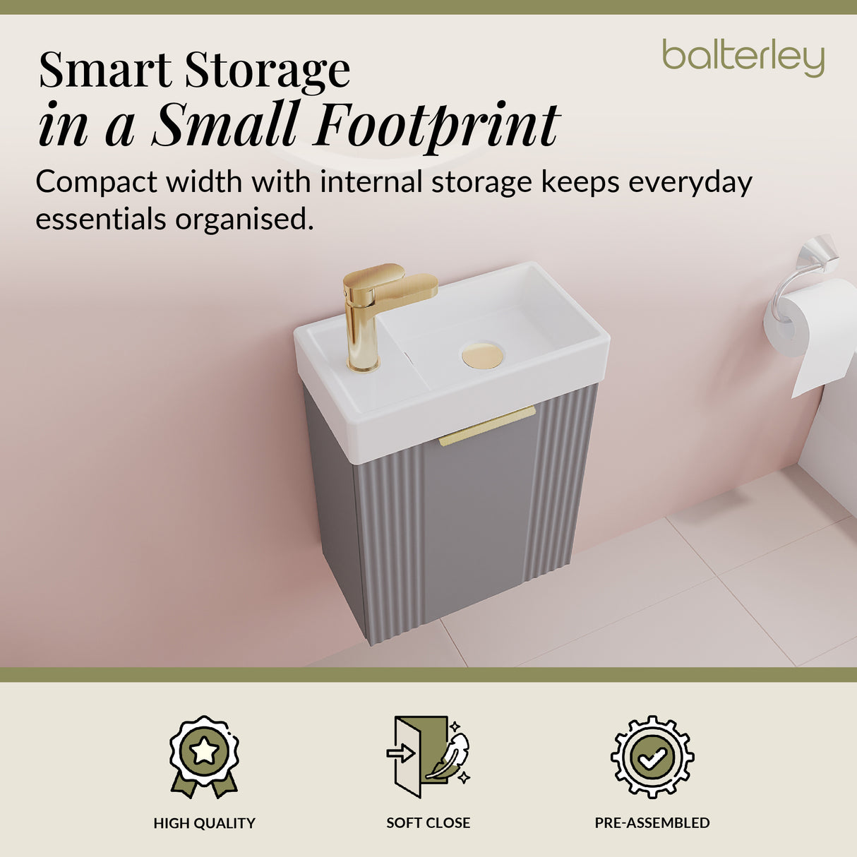 Retro Wall Hung Bathroom Cloakroom Vanity Basin Unit - Multiple Colours