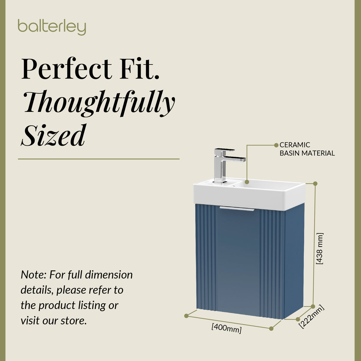 Retro Wall Hung Bathroom Cloakroom Vanity Basin Unit - Multiple Colours