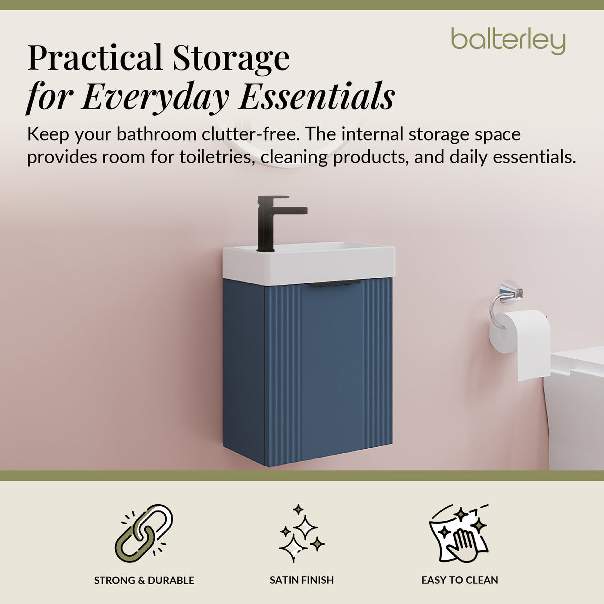 Retro Wall Hung Bathroom Cloakroom Vanity Basin Unit - Multiple Colours