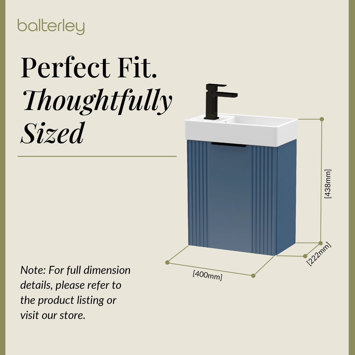 Retro Wall Hung Bathroom Cloakroom Vanity Basin Unit - Multiple Colours