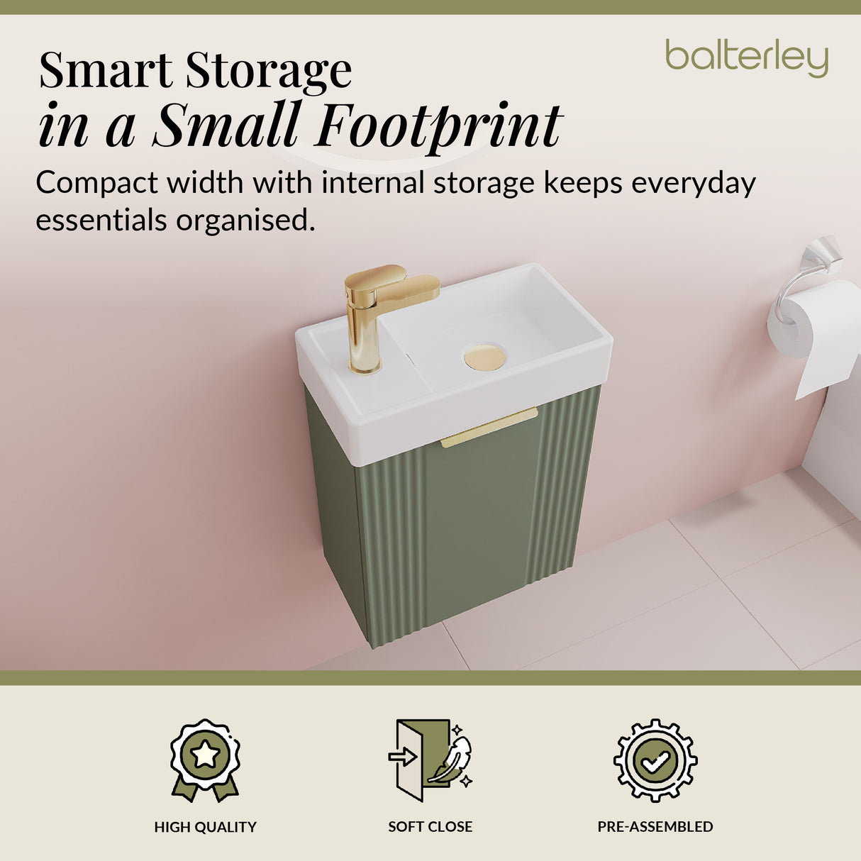 Retro Wall Hung Bathroom Cloakroom Vanity Basin Unit - Multiple Colours