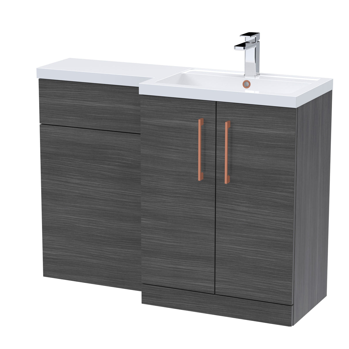 Bathroom Combination Vanity Unit with Basin & WC, Right Hand, 1100mm x 390mm - Choice of Colour and Handle Finish