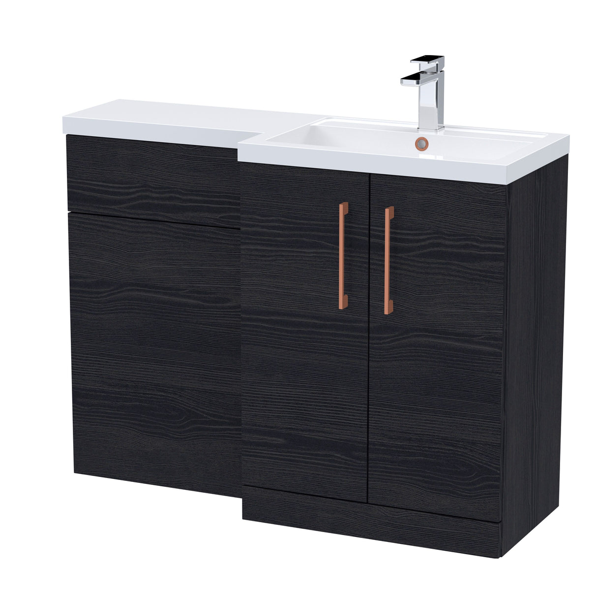 Bathroom Combination Vanity Unit with Basin & WC, Right Hand, 1100mm x 390mm - Choice of Colour and Handle Finish