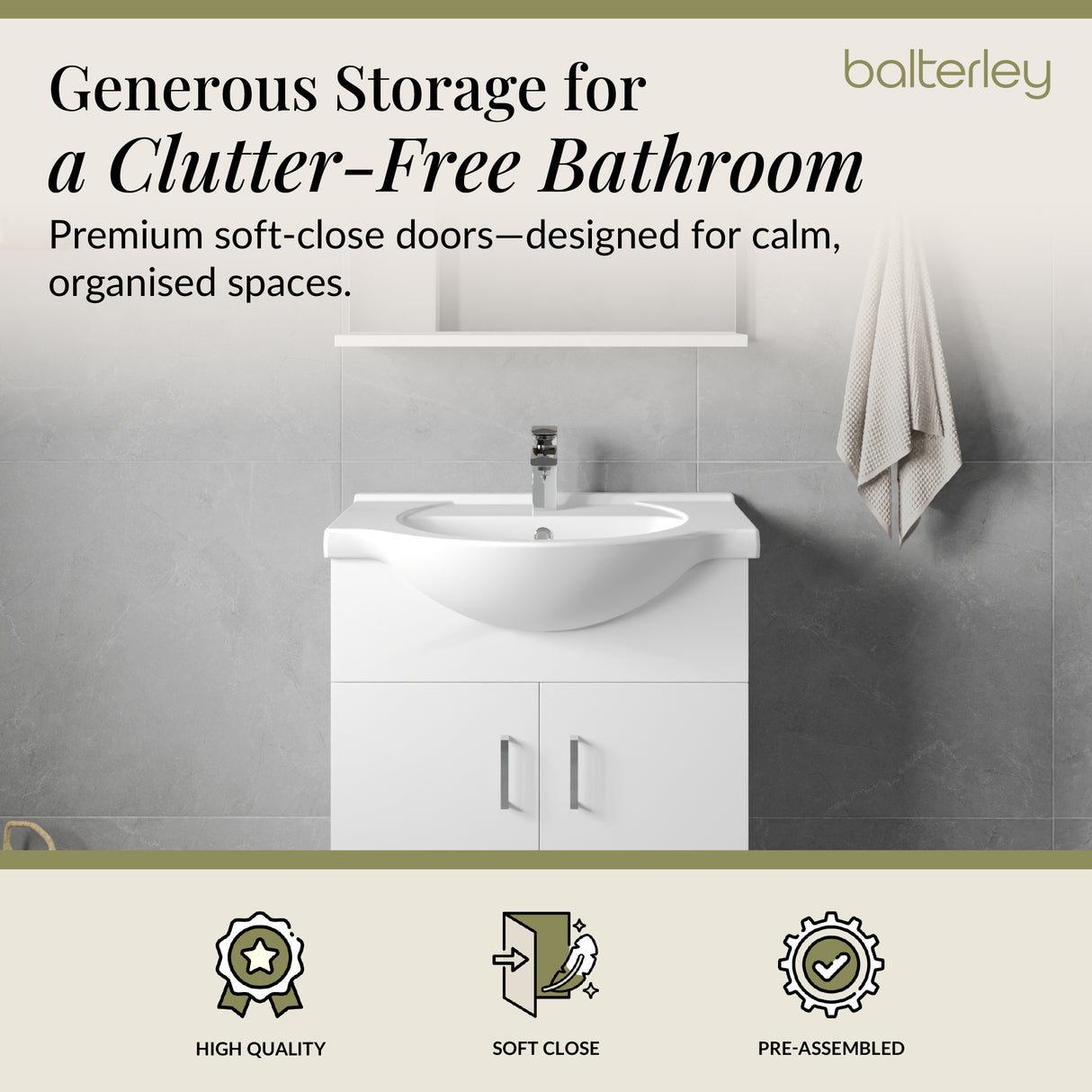 Contemporary Floor Standing Vanity Unit with Round Ceramic Basin – Gloss White, Choice of Doors, Drawers & Sizes