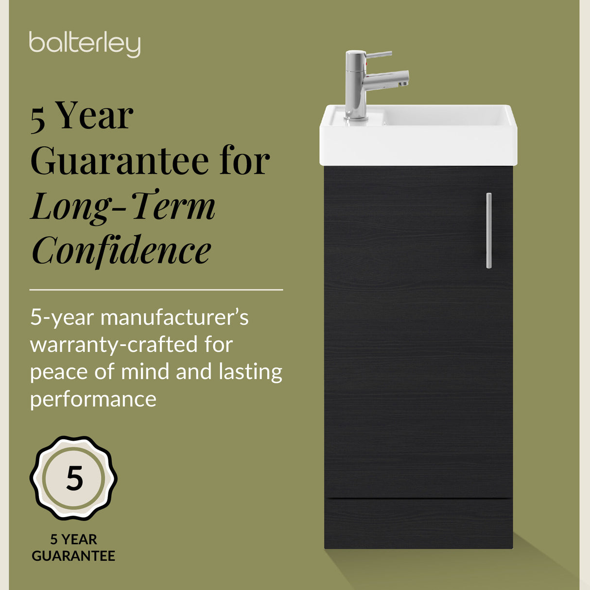 Compact Cloakroom Vanity Basin Unit, 400mm - Choice of Mount Type, Colour and Handle Finish