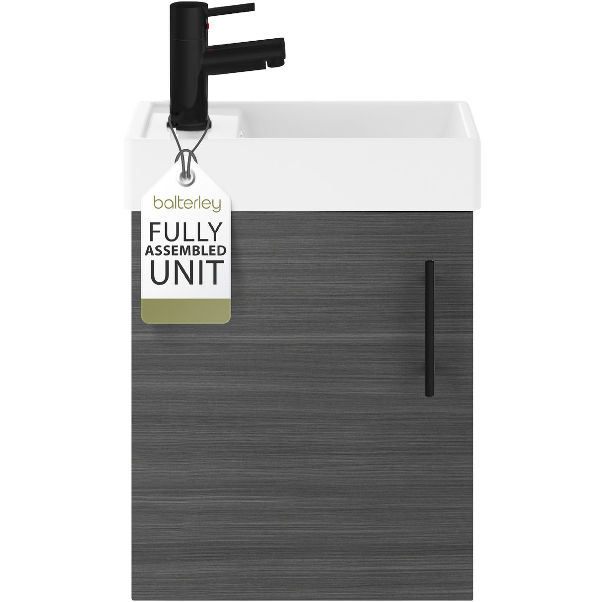 Compact Cloakroom Vanity Basin Unit, 400mm - Choice of Mount Type, Colour and Handle Finish