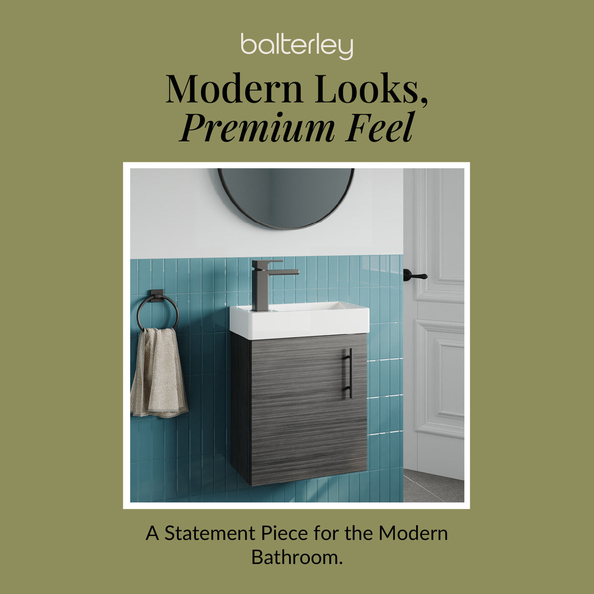 Compact Cloakroom Vanity Basin Unit, 400mm - Choice of Mount Type, Colour and Handle Finish