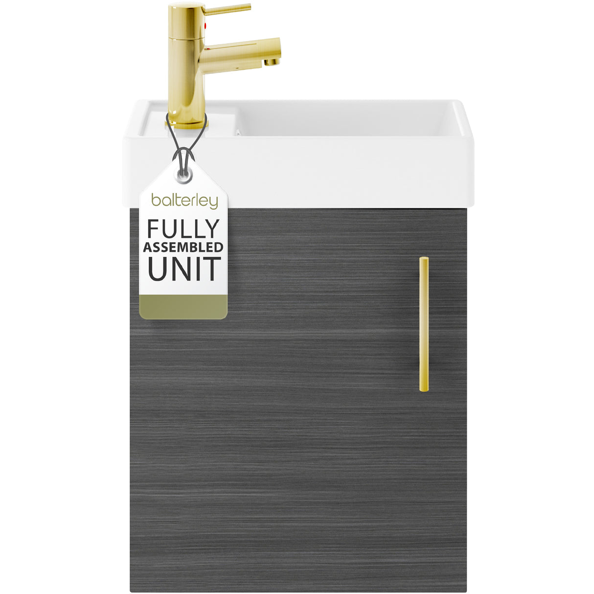 Compact Cloakroom Vanity Basin Unit, 400mm - Choice of Mount Type, Colour and Handle Finish