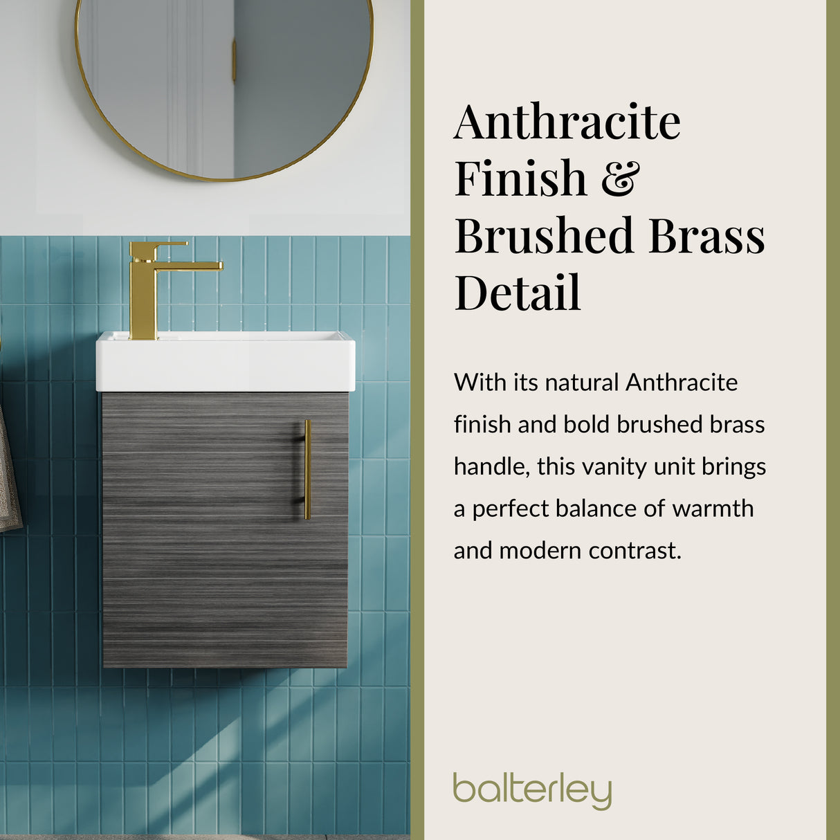 Compact Cloakroom Vanity Basin Unit, 400mm - Choice of Mount Type, Colour and Handle Finish