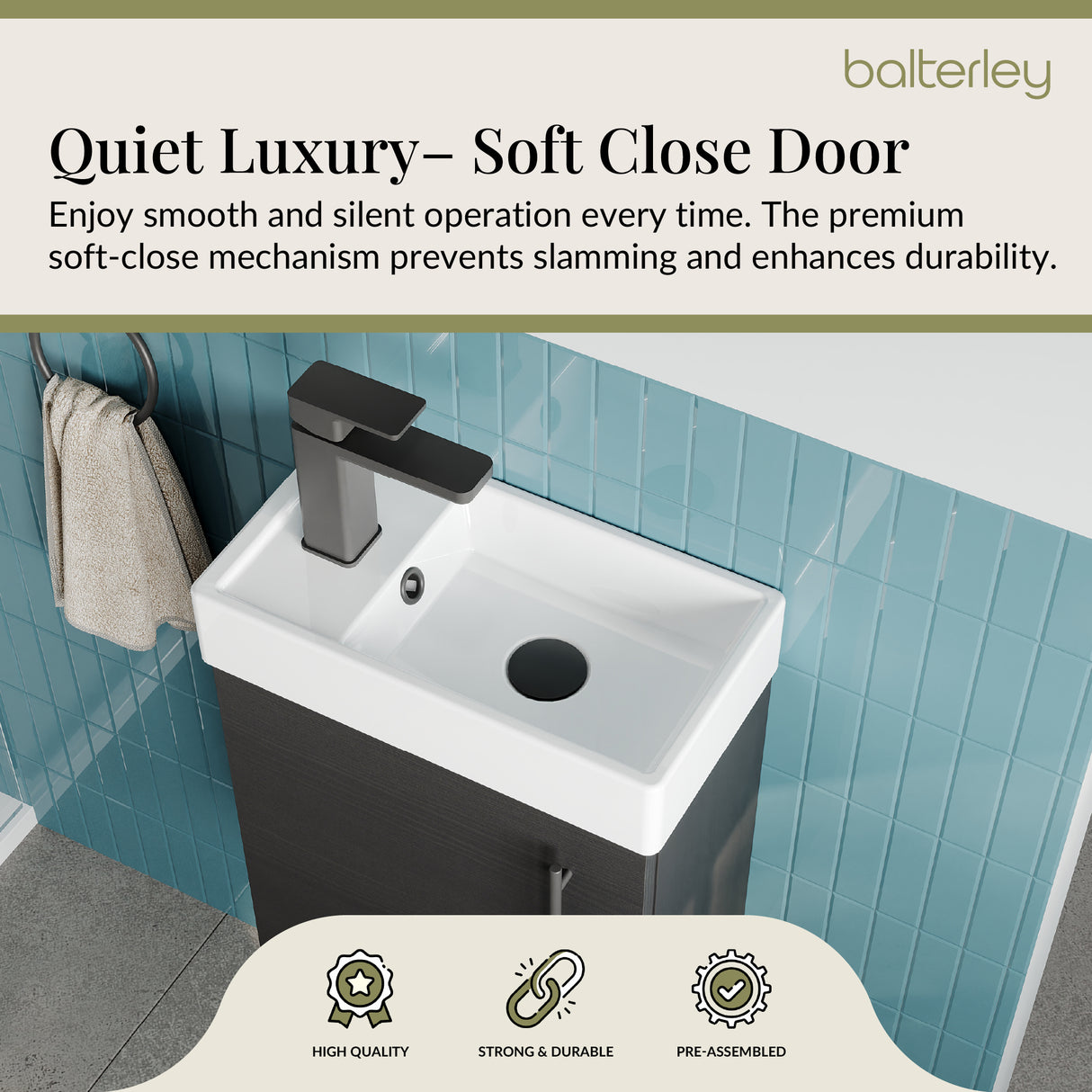 Compact Cloakroom Vanity Basin Unit, 400mm - Choice of Mount Type, Colour and Handle Finish