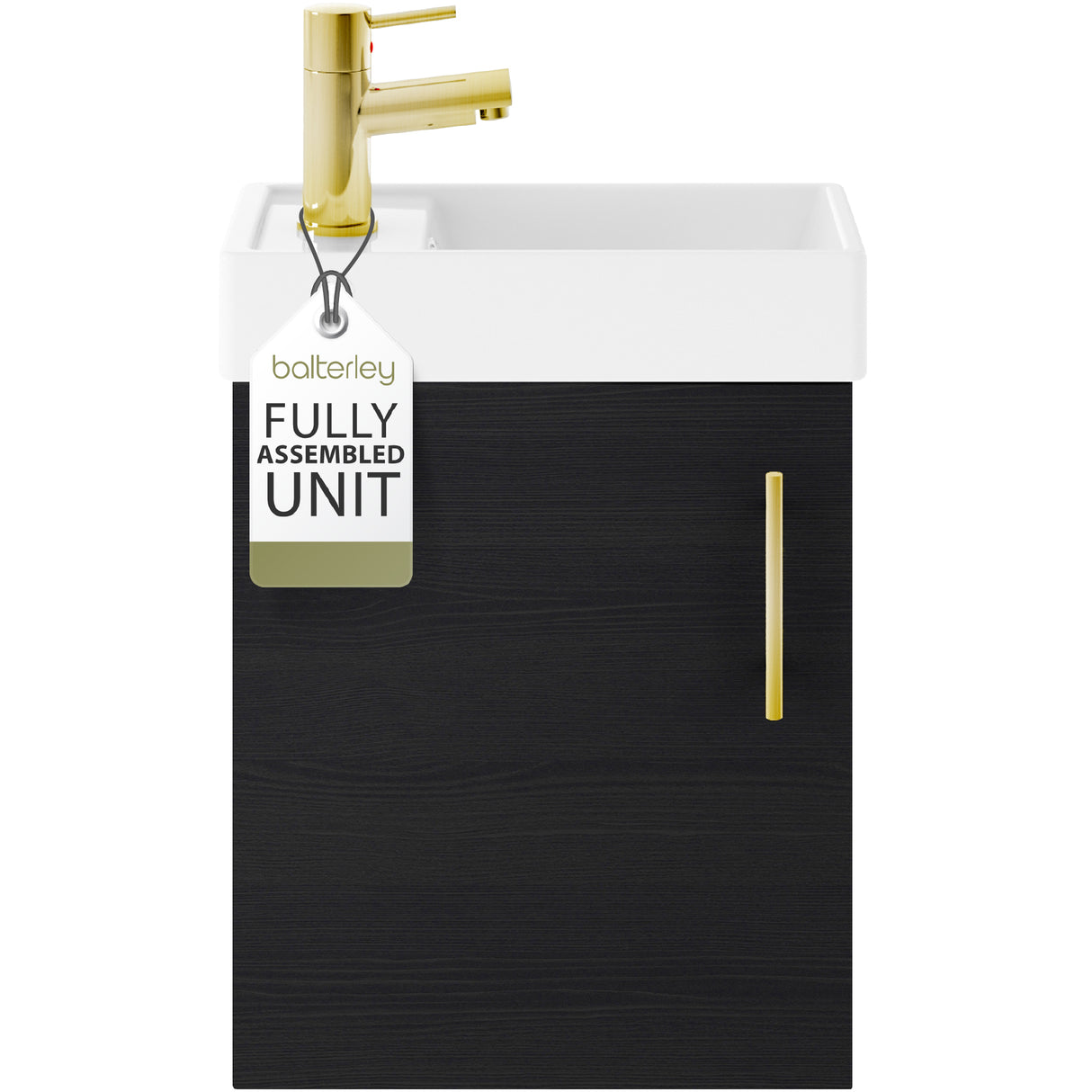 Compact Cloakroom Vanity Basin Unit, 400mm - Choice of Mount Type, Colour and Handle Finish