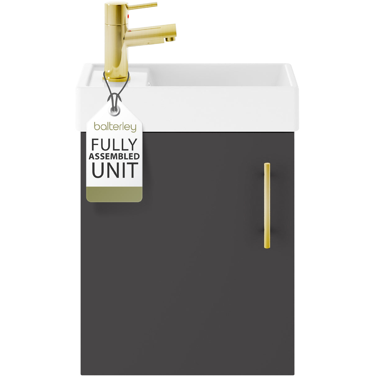 Compact Cloakroom Vanity Basin Unit, 400mm - Choice of Mount Type, Colour and Handle Finish