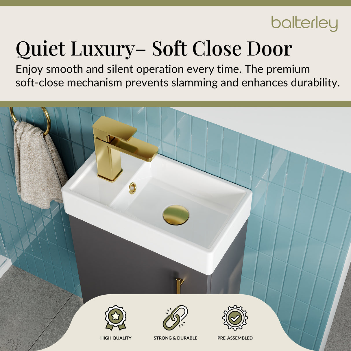 Compact Cloakroom Vanity Basin Unit, 400mm - Choice of Mount Type, Colour and Handle Finish