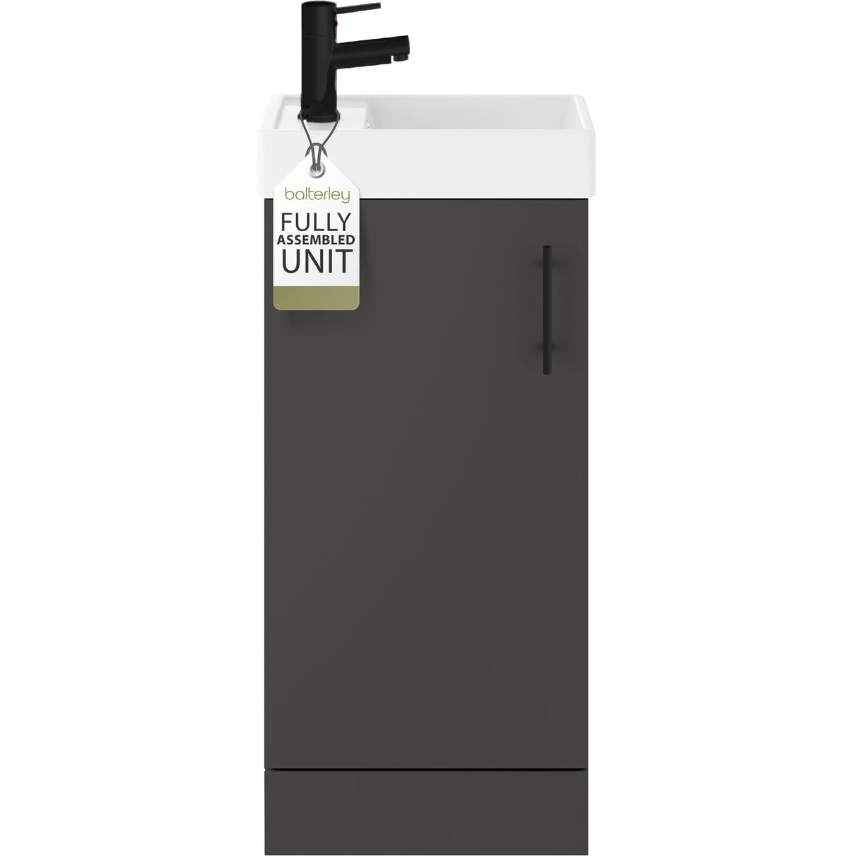 Compact Cloakroom Vanity Basin Unit, 400mm - Choice of Mount Type, Colour and Handle Finish