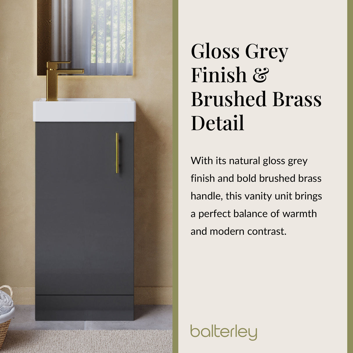 Compact Cloakroom Vanity Basin Unit, 400mm - Choice of Mount Type, Colour and Handle Finish